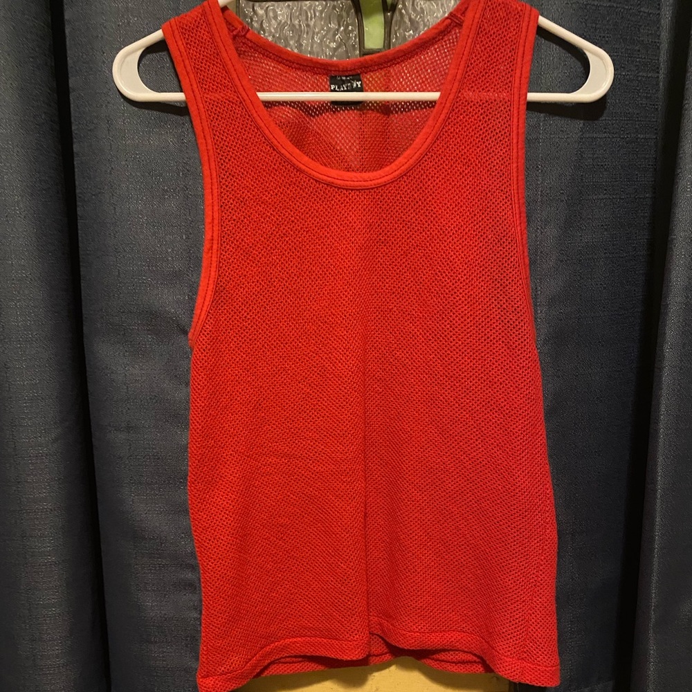 Rare Vintage Playboy Red Mesh Tank Top. Size 4-8